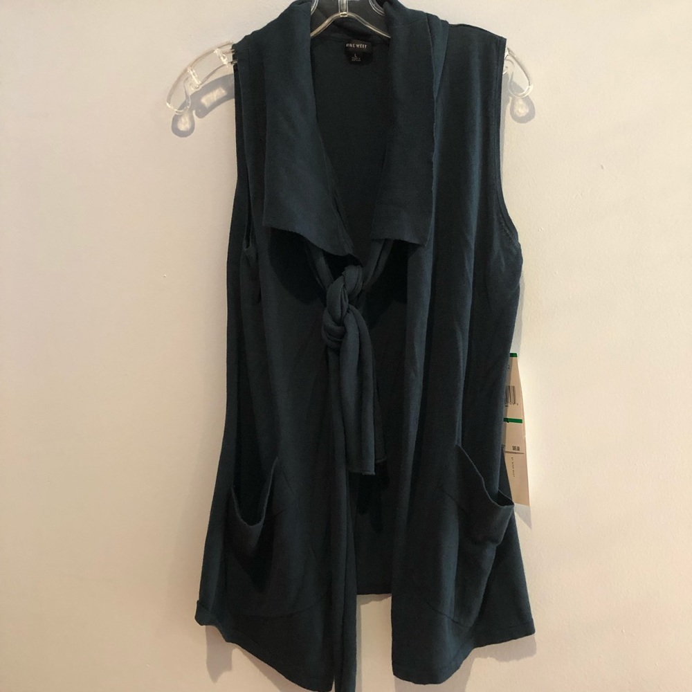 NWT Nine West Sleeveless Cardigan With Scarf